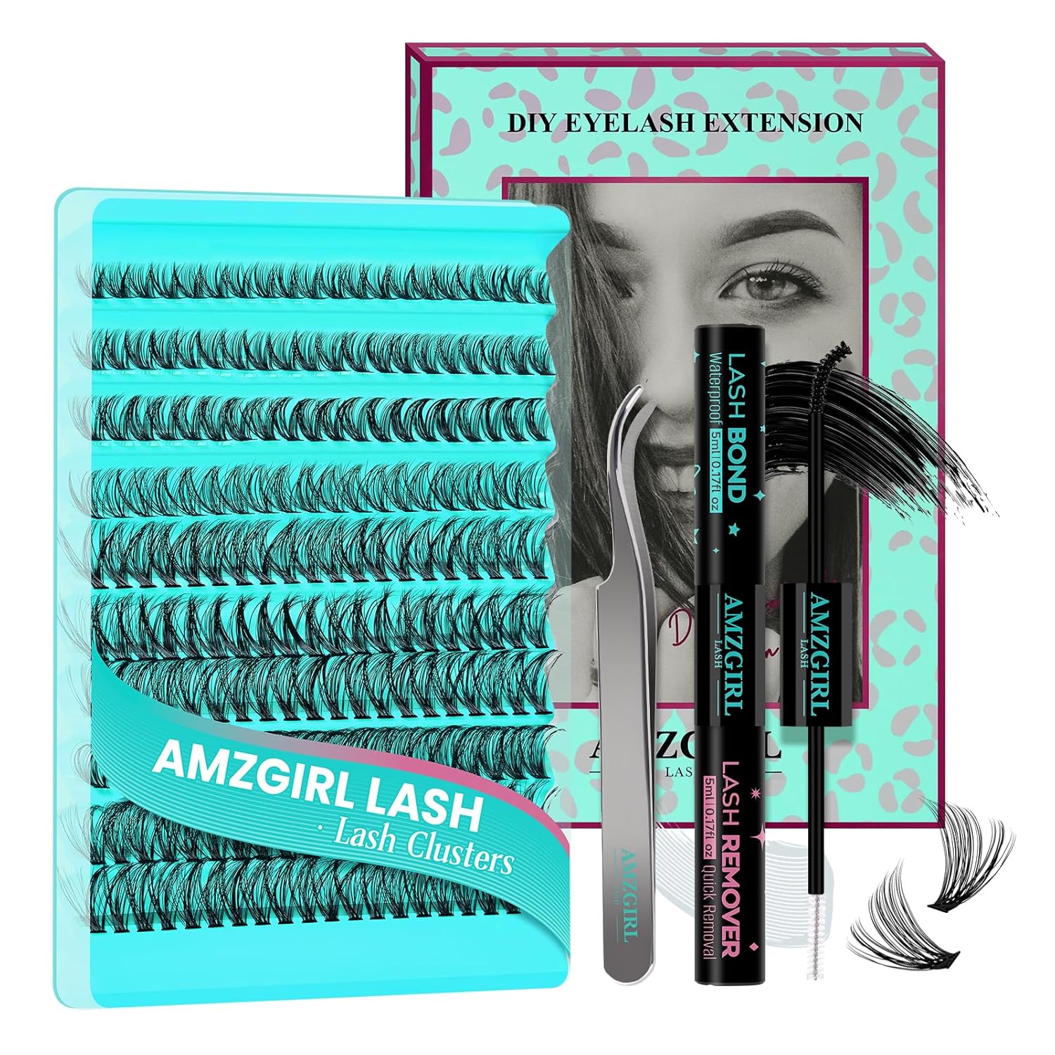 Lash Clusters Kit 200PCS 40D Eyelash Extension Kit D Curl Wispy Eyelash Clusters DIY Natural Individual Lashes Kits Lashes Extensions Kit with Lash Bond and Remover Eyelash Tweezer at Home-FemmiqueWomen