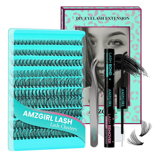 Lash Clusters Kit 200PCS 40D Eyelash Extension Kit D Curl Wispy Eyelash Clusters DIY Natural Individual Lashes Kits Lashes Extensions Kit with Lash Bond and Remover Eyelash Tweezer at Home-FemmiqueWomen