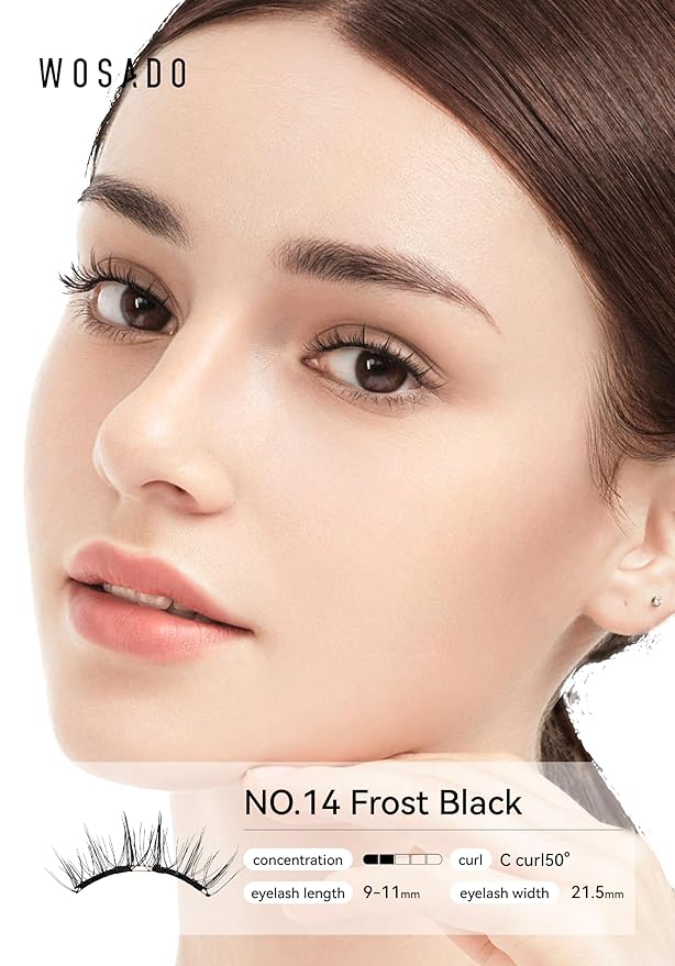 Soft Magnetic Eyelashes Kit with Applicator, No.14 Frost Black, Reusable Glue-free Wispy Magnetic Lashes, Cruelty-free False Lashes, Waterproof, Lightweight, Suit for Heavy Makeup-FemmiqueWomen