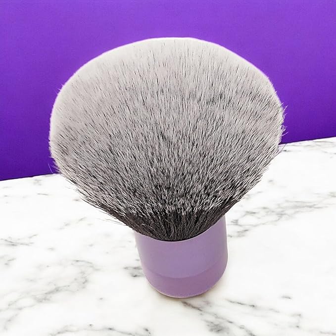 Luxurious and Large Ultra Soft Fluffy Powder Brush, Multipurpose Face, Body, Barber and Beauty Tool, with wooden base Soft Kabuki Brush by BevyGold (Violet)-FemmiqueWomen