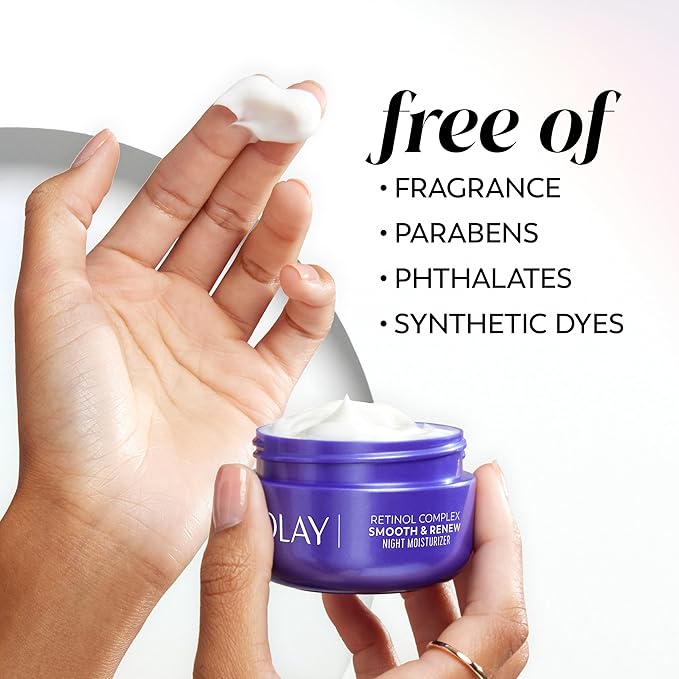 Olay Retinol Face Moisturizer, Smooth & Renew Cream for Women, Fragrance-Free - Anti-Aging, Anti-Wrinkle, Smooth Fine Lines, Tightening, Brightening - Recyclable Sustainable Eco Jar, Non-Greasy, 2 Oz-FemmiqueWomen