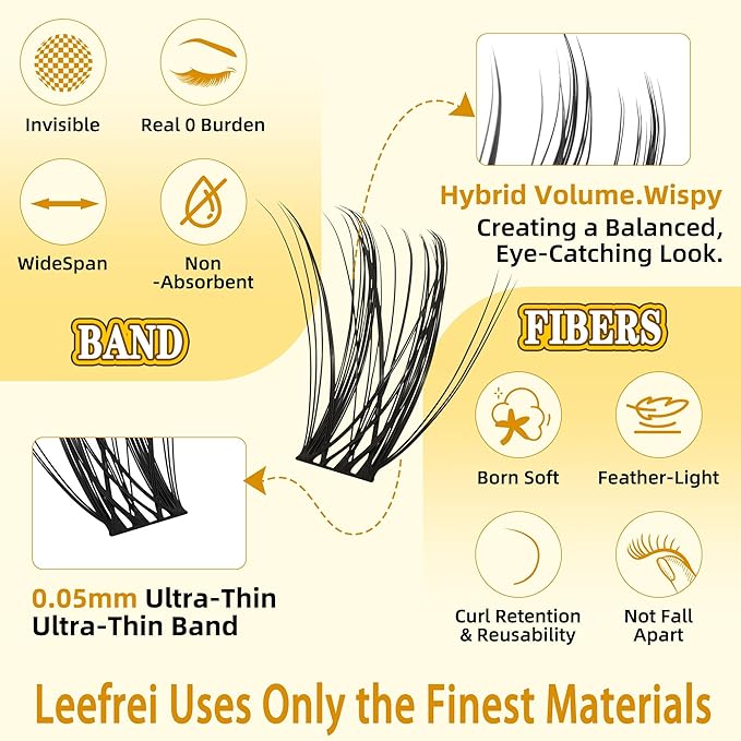 Eyelash Cluster 10-18mm Wispy Eyelash Clusters D Curl DIY Lash Extension Natural Lash Clusters Individual Lashes (LF03 Lashes Only)-FemmiqueWomen