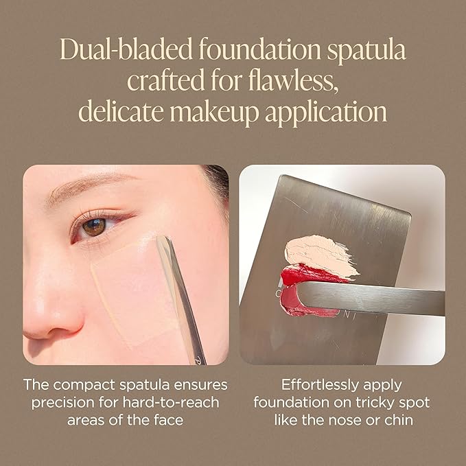 Korean Piccasso Brush Makeup Spatula + Sponge 2P Set – Professional Makeup Tools with Precision Spatula and 2 Soft Sponges, Ideal for Blending Foundation, Cream, or Liquid Makeup-FemmiqueWomen
