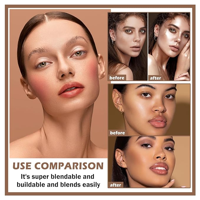 3PCS Cream Contour Stick Makeup Kit Face Highlighter Bronzer Blush Stick Long Lasting Illuminator Highlighters Makeup Stick for All Skin Tones(02 Champagne Gold+05 Rugosa Rose+06 Espresso)-FemmiqueWomen