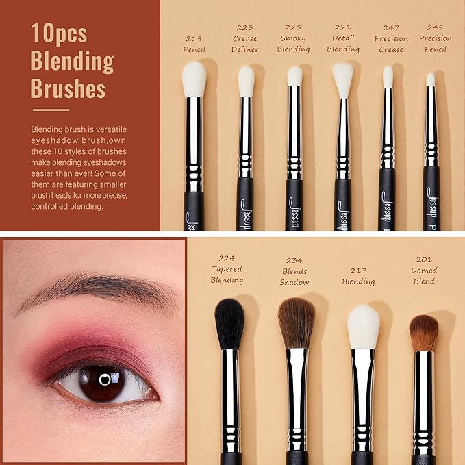 Jessup Eye Makeup Brushes Set Professonal 28pcs Premium Synthetic Eyeshadow Brush Eyeliner Brush Eyebrow Brush Blending Brush for Makeup Black T341-FemmiqueWomen