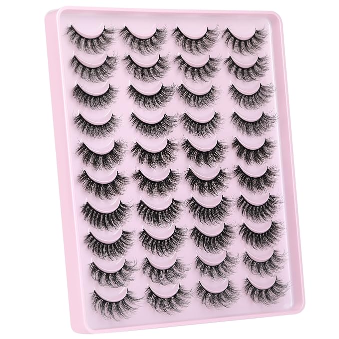 JIMIRE False Eyelashes Natural Fluffy Wispy Faux Mink Lashes 5D 14mm-18mm 5 Styles Mixed Lashes for Small Eyes Natural Look Fake Eyelashes 20 Pairs Multipack-FemmiqueWomen