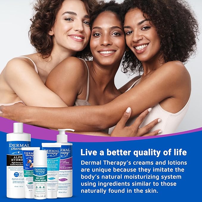 Dermal Therapy Extra Strength 5% AHA 10% Urea Body Lotion - Healing for Extremely Dry, Cracked Skin - Fragrance-Free - Sensitive Skin, Diabetes & Medication-Induced Dryness - 8 fl oz / 240 ml-FemmiqueWomen