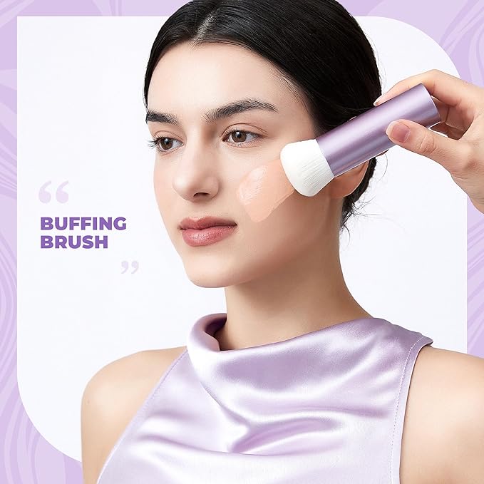 Jessup Professional Foundation Brush for Liquid, Cream and Powder, Large Dense Face Makeup Brush for Natural Flawless Finish, Luxury Purple AS004-FemmiqueWomen