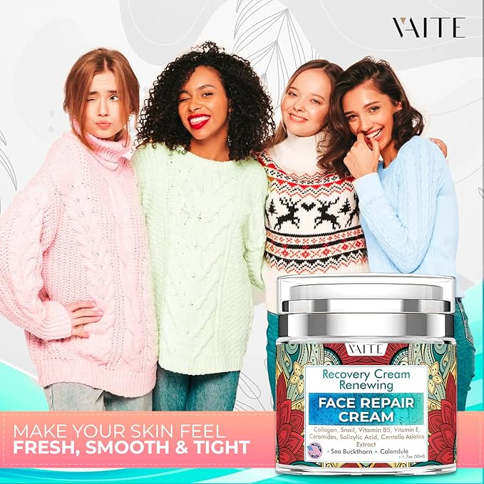 VAITE Face Moisturizer Remedy Skin Repair Cream with Snail, Salicylic Acid, Vitamin B5, Vitamin E, Collagen, and Ceramides for Men and Women Anti-aging Anti-wrinkle Made in USA Night and Day-FemmiqueWomen