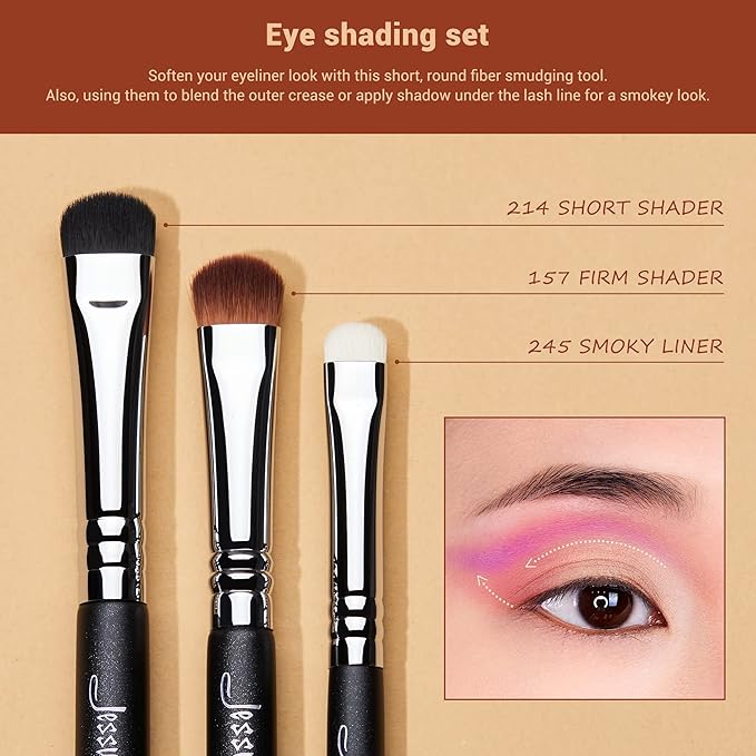 Jessup Eyeshadow Brush Set 12pcs Eye Makeup Brushes Set Professional Premium Sythetic Eye Shadow Blending Smoky Shader Concealer Brush Black T339-FemmiqueWomen