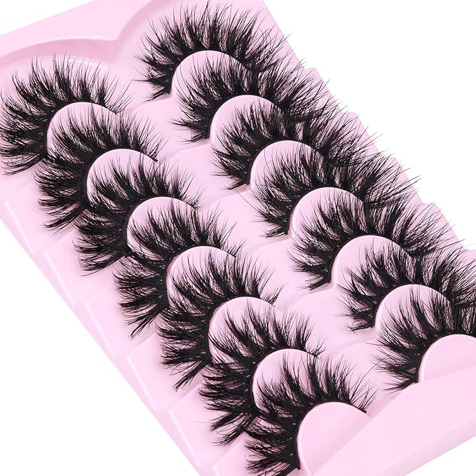 Lashes Flat Faux Mink Eyelashes 20mm Long False Eyelashes Dramatic Cat Eye Eyelashes Wispy 3D Crossed Thick Fox Eyelashes Extensions Strip Lashes Pack by Kiromiro-FemmiqueWomen