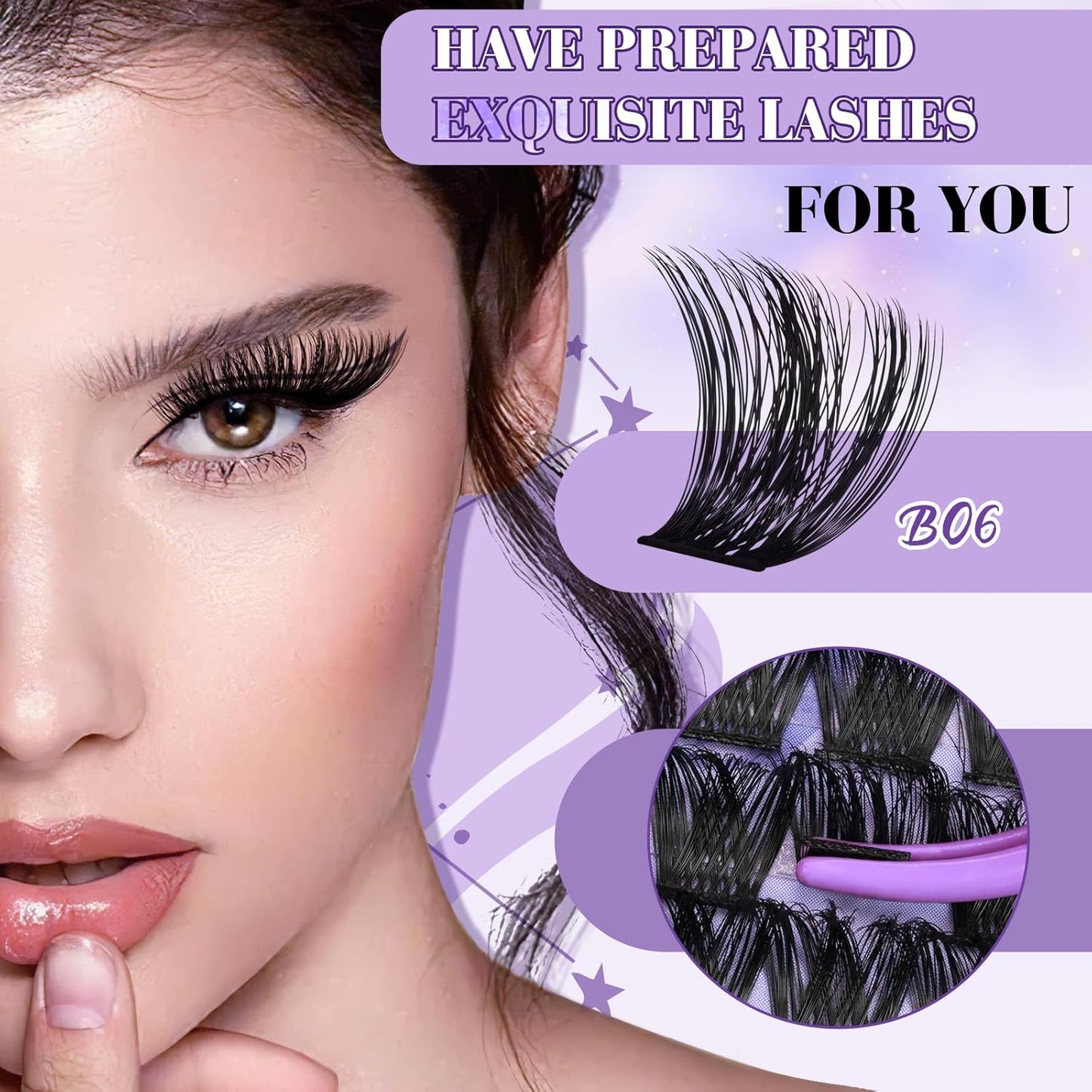 B&Q Lash Clusters 156PCS Lash Clusters Kit B05 DIY Lash Extension Kit Eyelash Extension Kit 8-18mm Lashes Clusters with Lash Bond & Seal Lash Applicator Tool for Self Use (Kit,B05)-FemmiqueWomen