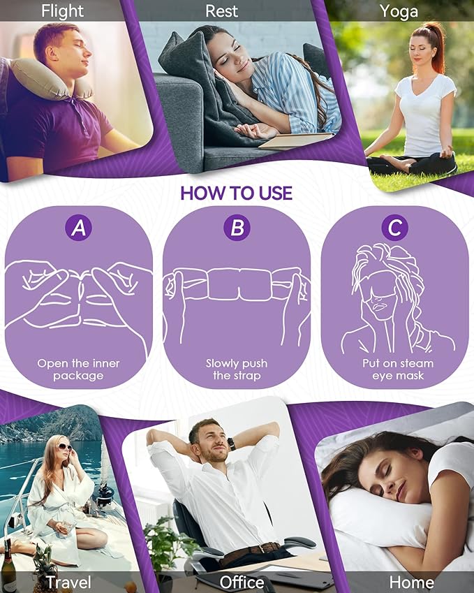 30 Packs Lavender Steam Eye Mask - Heated Eye Mask for Dark Circles and Puffiness Warm Eye Mask for Dry Eye Mask Relief Eye Fatigue Headache Hot Sleep Eye Mask for Disposable Moist Heat Eye Compress-FemmiqueWomen