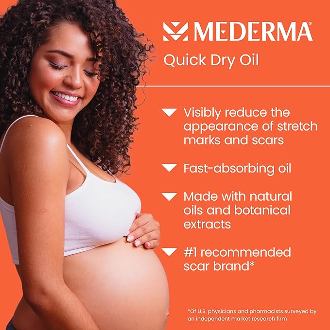 Mederma Quick Dry Oil, Scar and Stretch Mark Treatment, Helps to Improve the Appearance with Natural Botanical Extracts, Paraben Free, Fast-Absorbing, 3.4oz (100ml)-FemmiqueWomen