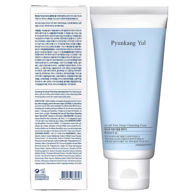Pyunkang Yul PKY Low pH Pore Deep Cleansing Foam, Pore Cleanser with Fluffy Microbubbles, AHA, Witch Hazel, Zero Irritation, Korean Skincare (3.38 Fl. Oz, 100ml)-FemmiqueWomen