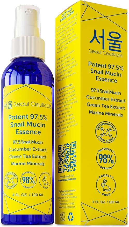 SeoulCeuticals Korean Face Mist 97.5% Snail Mucin Essence - K Beauty Skincare Facial Spray - Cucumber Extract + Marine Minerals + Green Tea + Aloe 4oz-FemmiqueWomen