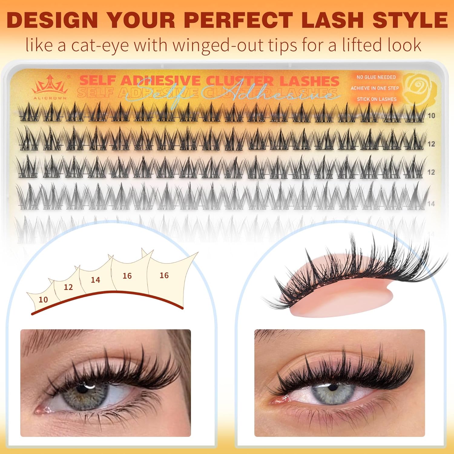 Self Adhesive Eyelashes No Glue Lash Clusters Manga Eyelash Extensions Self Adhesive Eyelash Clusters Wispy Individual Lashes Extensions Spiky Pre-glued Eyelashes 126Pcs-FemmiqueWomen