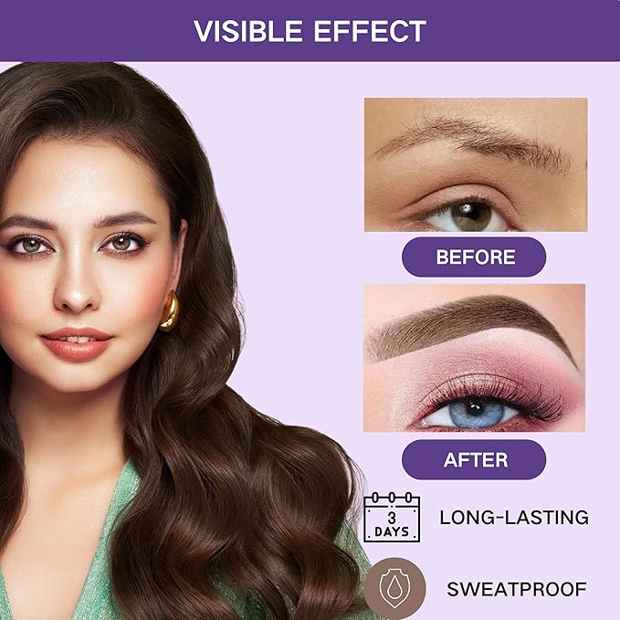 2 Pcs Dark Brown Easy Peel Off Eyebrow Gel, Tattoo Eyebrow Tint, Waterproof & Sweatproof Peel Off Tinted Eyebrow, Long-lasting Natural Color Up to 3 Days, Eyebrow Tattoo for All Skin Types (#01)-FemmiqueWomen