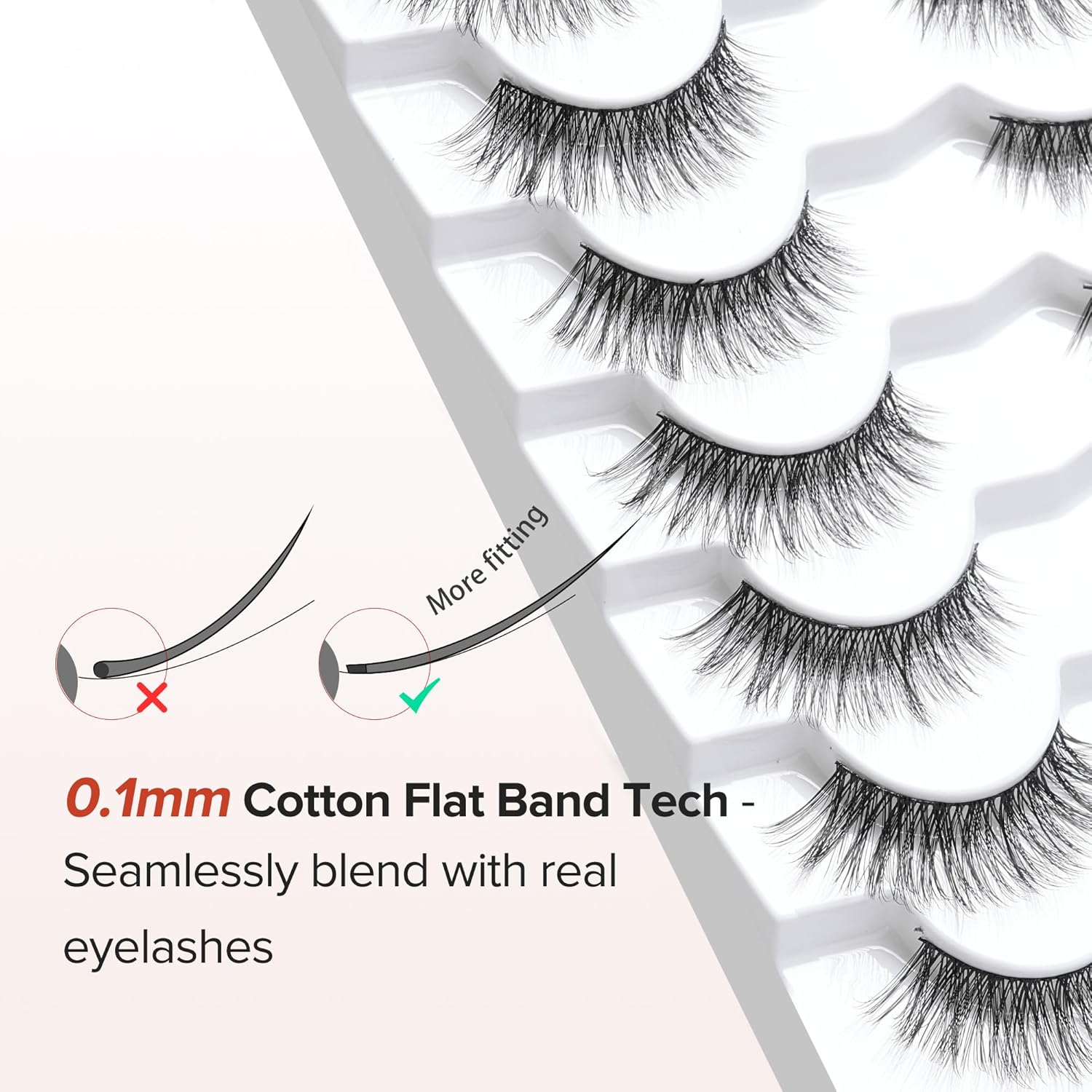 Lashes Cat Eye 15mm False Eyelashes Natural Lashes Strips Thin Band Wispy Lash Pack 3D Volume Fake Eyelash Curly 7 Pair Siligli-FemmiqueWomen