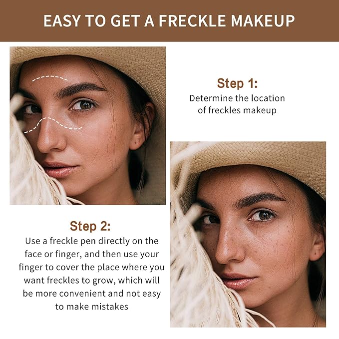 2 Pcs Freckle Pen Set, Natural Lifelike Fake Freckles Makeup Pen Magic Brown Color Freckles Makeup Tool Long-Lasting Waterproof Dot Spot Pen for Effortless Sunkissed Makeup (Dark Brown)-FemmiqueWomen