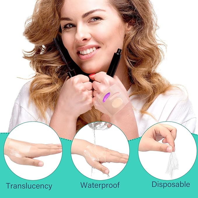 200 Pieces Makeup Hand Palette Single Use Makeup Mixing Palette Disposable Foundation Mixing Tray Adhesive Artist Cosmetic Makeup Palette Waterproof Makeup Tape for Women Girl (3.15 x 3.15 Inch)-FemmiqueWomen