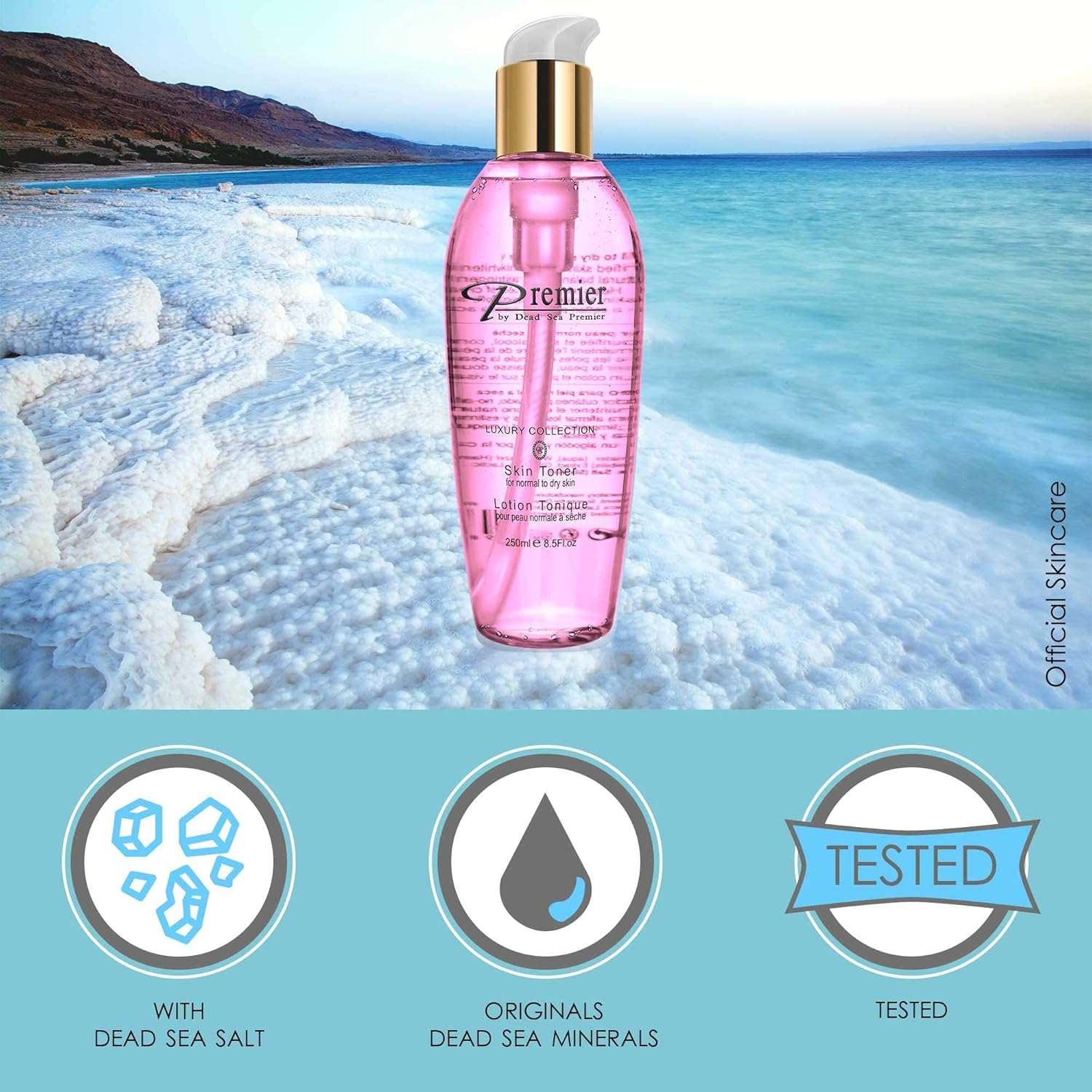 Premier Dead Sea Skin Toner Normal to Oily Skin, pH 5.5 Balancing, Alcoholic Cleanser That is mild and Gentle to Skin, with Natural Ingredients of Witch Hazel and Minerals 8.5fl.oz-FemmiqueWomen