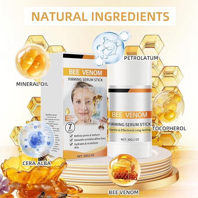 Bee Venom Firming Serum Stick, 2PCS Anti-Aging Face Cream, Lifts and Tightens the Skin, Hydrating, Lifting & Restoring Skin Elasticity, Bee Venom Body Tightening Cream for Women & Men-FemmiqueWomen
