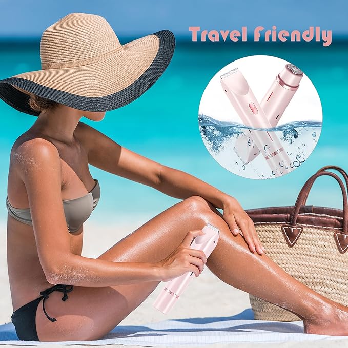 2-in-1 Women's Electric Shaver, Waterproof Cordless Bikini Trimmer & Body Razor, Dual Head Pain-Free Design, Pink Galaxy (2025)-FemmiqueWomen