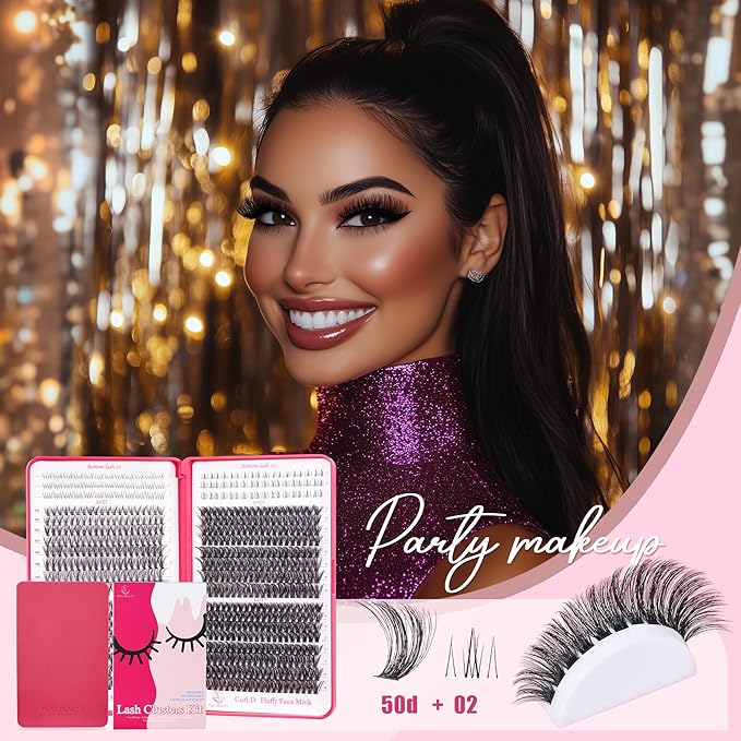 CCODDY Lash Clusters Kit - False Eyelash with Bottom Lashes - 748 Pieces - Black, Synthetic, Lightweight & Soft Fibers - D Curl Upper & 5-7MM Bottom - No Adhesives Included-FemmiqueWomen