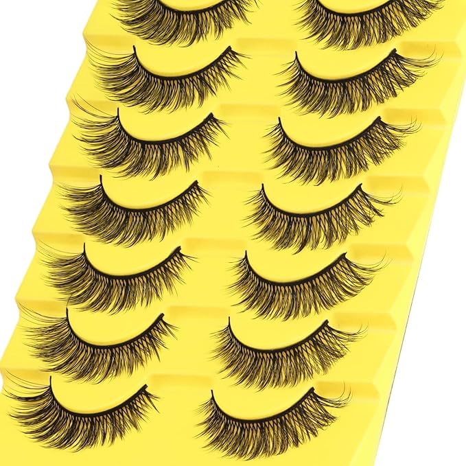 Losha Lashes Wispy Cat Eye Lashes 3D Natural False Eyelashes 9 Pairs Thin Faux Mink Lashes Pack Soft Lightweight Fake Eyelashes (Wispies)-FemmiqueWomen