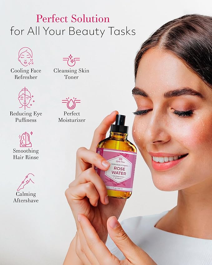 Rose Water Spray for Face by Leven Rose - Pure Natural Moroccan Rosewater Hydrosol Face Spray - Organic Rose Water for Hair 4 oz-FemmiqueWomen