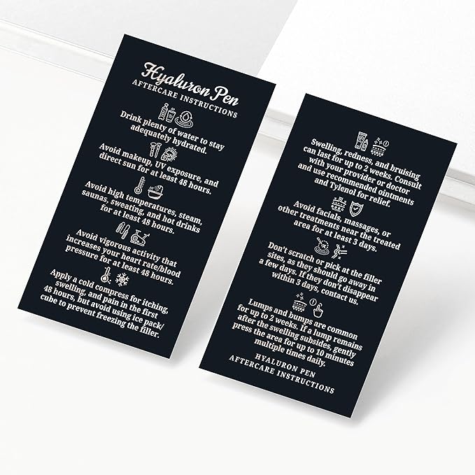 100 Pack - Premium Hyaluron Pen Lip Filler Aftercare Instructions Card 2 x 3.5" Accessories Supplies Kit Care - HP20A100_N-FemmiqueWomen