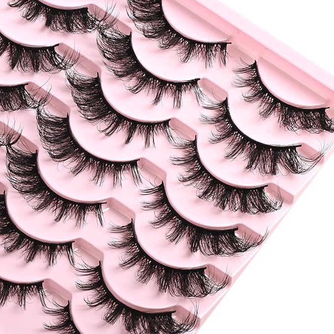 FARRED Cat Eye Lashes Fox Eyelash Wispy Fluffy False Eyelashes 14 Pairs Fake Eyelashes Natural Look Short Natural Lashes Cat Eye Lash Wispy Volume Eyelash (F23 | 8-16mm)-FemmiqueWomen