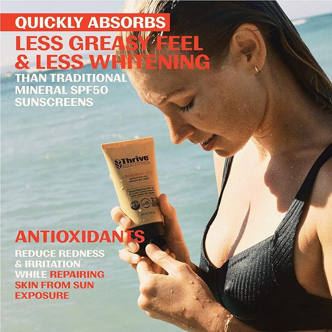 Thrive Natural Care Reef Safe Sunscreen SPF50 - Hawaii 104 Reef Act Compliant - Mineral Sunscreen Non-Nano Zinc Oxide - Vegan, (5.8 Oz (Pack of 2))-FemmiqueWomen