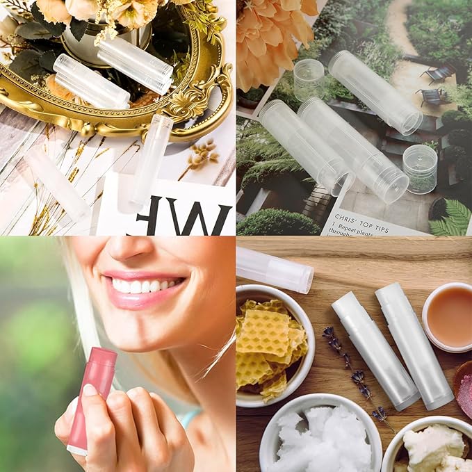200PCS Lip Balm Tubes with Caps, Clear Lip Balm Tubes Empty Chapstick Tubes Empty Bulk for DIY Lipstick Homemade 3/16 Oz (5.5 ml)-FemmiqueWomen