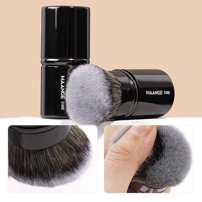 MAANGE 7pcs Makeup Brush Set Double Sided Kabuki Makeup Brushes Contour Brush for Foundation Liquid Powder Concealer Cream Cosmetics Bronzer Blending Blush Buffing Makeup Tools (Black)-FemmiqueWomen