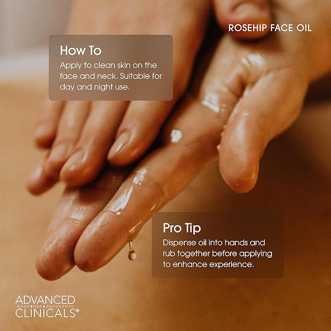 Advanced Clinicals Rosehip Oil For Face With Vitamin E + Botanicals Helps Improve Look Of Dark Spots, Wrinkles, Fine Lines, & Uneven Looking Skin Tone | Moisturizing Skin Care Face Serum, 1.8 Fl Oz-FemmiqueWomen