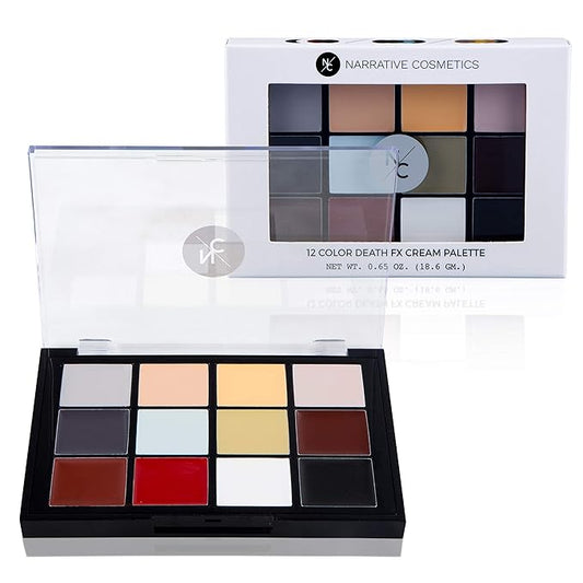 12-Color Death FX Cream Palette, Professional Quick Drying Waterproof SFX Makeup for the Stage, Film, Costumes, Cosplay, Halloween-FemmiqueWomen