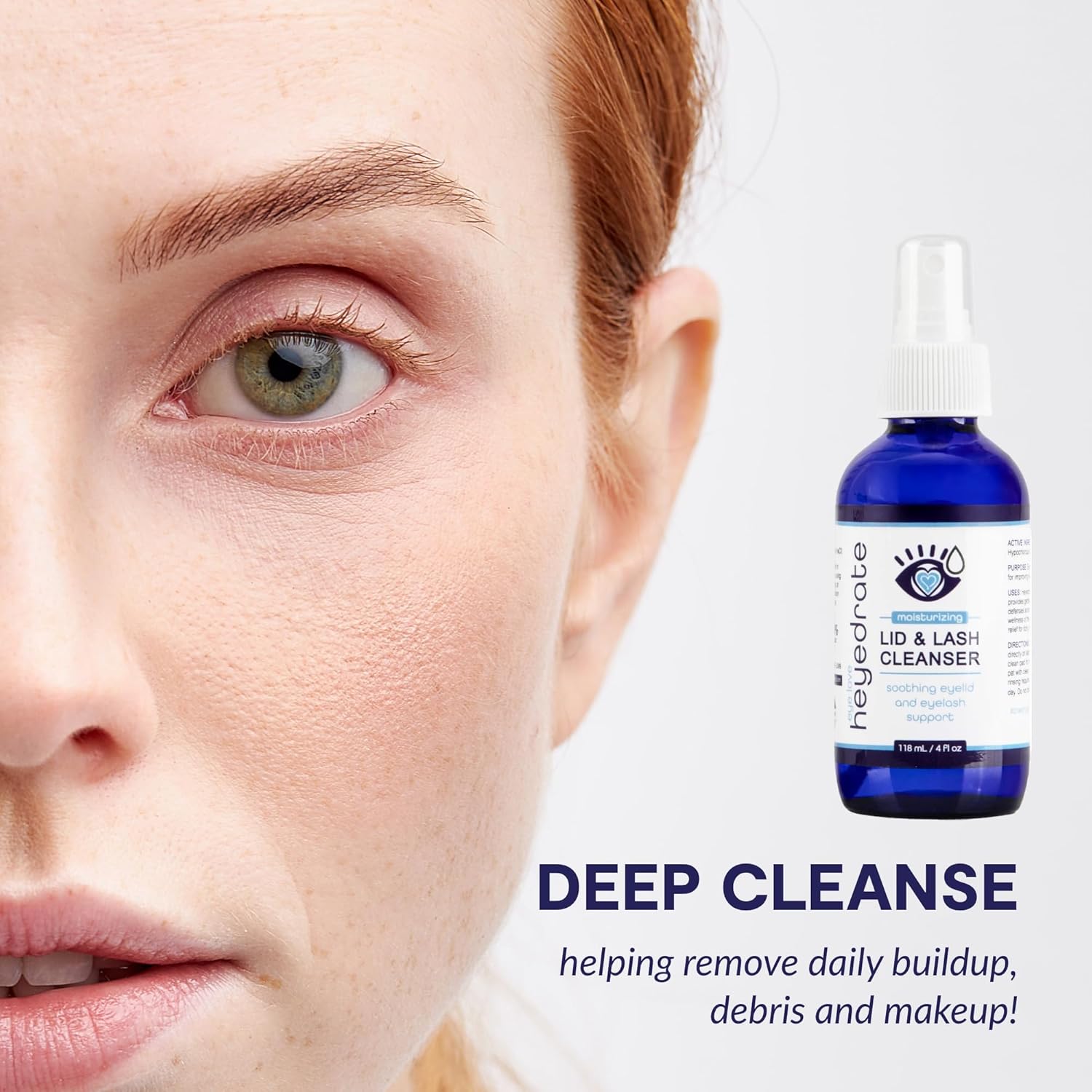 Heyedrate Lid & Lash Cleanser for Stye, Blepharitis, Dry Eyes, Meibomian Gland Dysfunction, Rosacea, and Eye Irritation Relief | Hypochlorous Acid Eyelid Cleanser Spray-FemmiqueWomen
