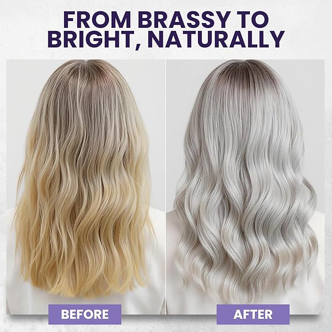 Tea Tree Purple Shampoo for Blonde, Bleached, Silver & Grey Hair, Anti-Brass Toner, Boosts Highlights & Color, Revitalizes, Relieves Itchy Scalp & Salon-Grade Hair Toner Shampoo.-FemmiqueWomen