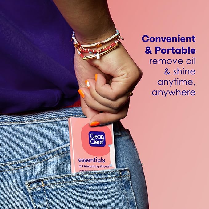 Clean & Clear Oil Absorbing Facial Sheets, Portable Blotting Papers for Face & Nose, Absorbing Blotting Sheets for Oily Skin to Instantly Remove Excess Oil & Shine, 3 x 50 ct-FemmiqueWomen