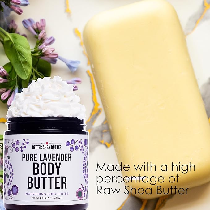 Lavender Body Butter with Shea Butter, Jojoba & Lavender Essential Oil - Natural Lotion for Women, Non-Greasy Moisturizer for Dry Skin, Whipped Body Cream-FemmiqueWomen