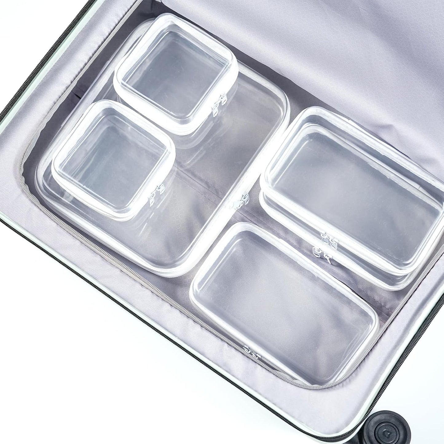 6 pcs Clear Zipper Pouches, Toiletry Bag for Travel, Stackable Waterproof Diaper Bag, Zipper Pouch, Travel Organizer, Clear Cosmetic Bag,Toy Storage Bins (M+3S+2Mini)-FemmiqueWomen