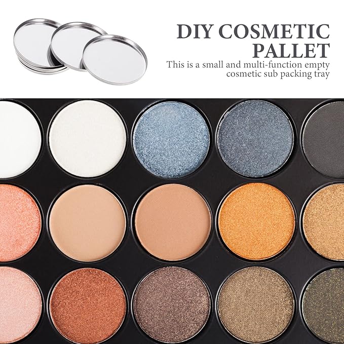 20pcs Metal Makeup Eyeshadow Jars Pan Palettes Tin Lipstick Foundation Single Holder Watercolor Eye Tray Steel Round Blush Pans Magnetic Cosmetic Plate Empty Pigment for-FemmiqueWomen