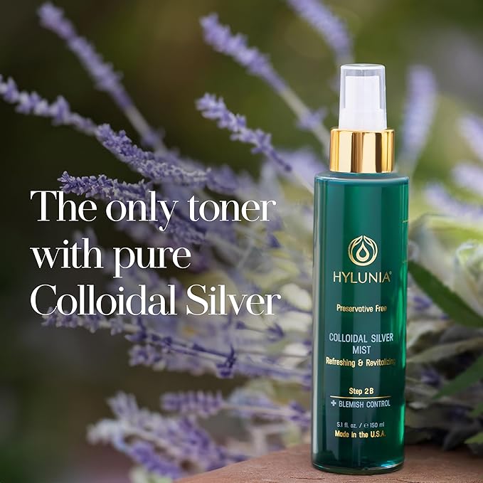 Hylunia Colloidal Silver Mist Toner 5.1 fl. oz. – Hydrating Versatile Toner for Acne-Prone Inflamed Skin | Infused with Colloidal Silver & Lavender for Glowing Skin Cuts & Burns, Body-Refresher-FemmiqueWomen