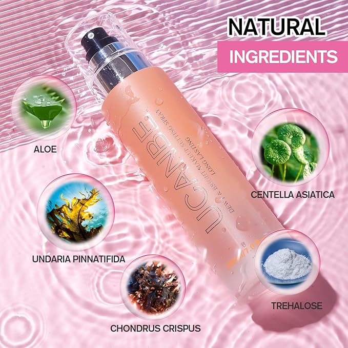 UCANBE Dewy Makeup Setting Spray, Moisturizing Finishing Spray Long Lasting Face Mist, Lightweight Hydrate Make Up Spray for Natural Glow, 7 Fl Oz Large Size-FemmiqueWomen