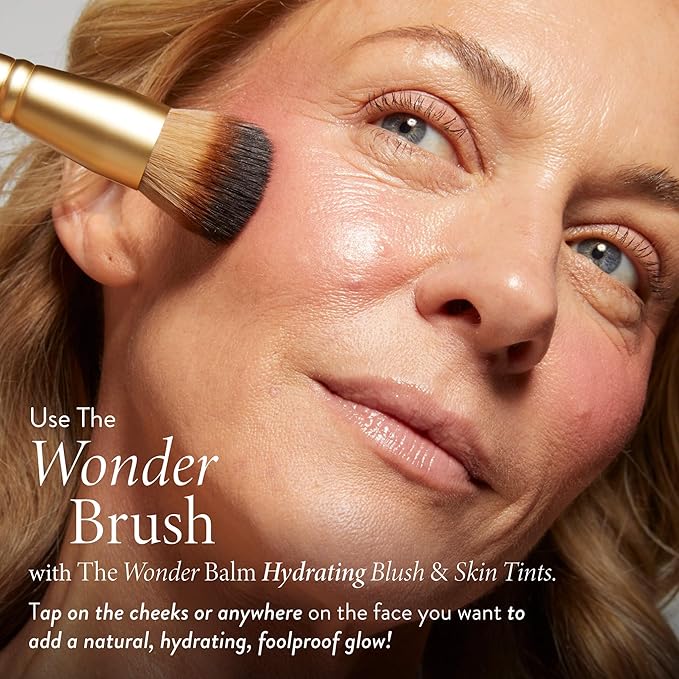 LAURA GELLER NEW YORK The Wonder Brush, Makeup Brush with Wooden Handle, Apply The Wonder Balm, Cream & Liquid Blush, Even Application and Blending-FemmiqueWomen
