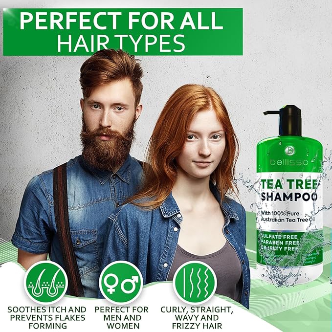 Tea Tree Oil Shampoo - Sulfate and Paraben Free with Collagen Keratin - Ideal for Women and Men with Oily Hair and Scalp Buildup - Anti Dandruff Treatment for Itchy, Dry Scalps – Salon Grade Products-FemmiqueWomen