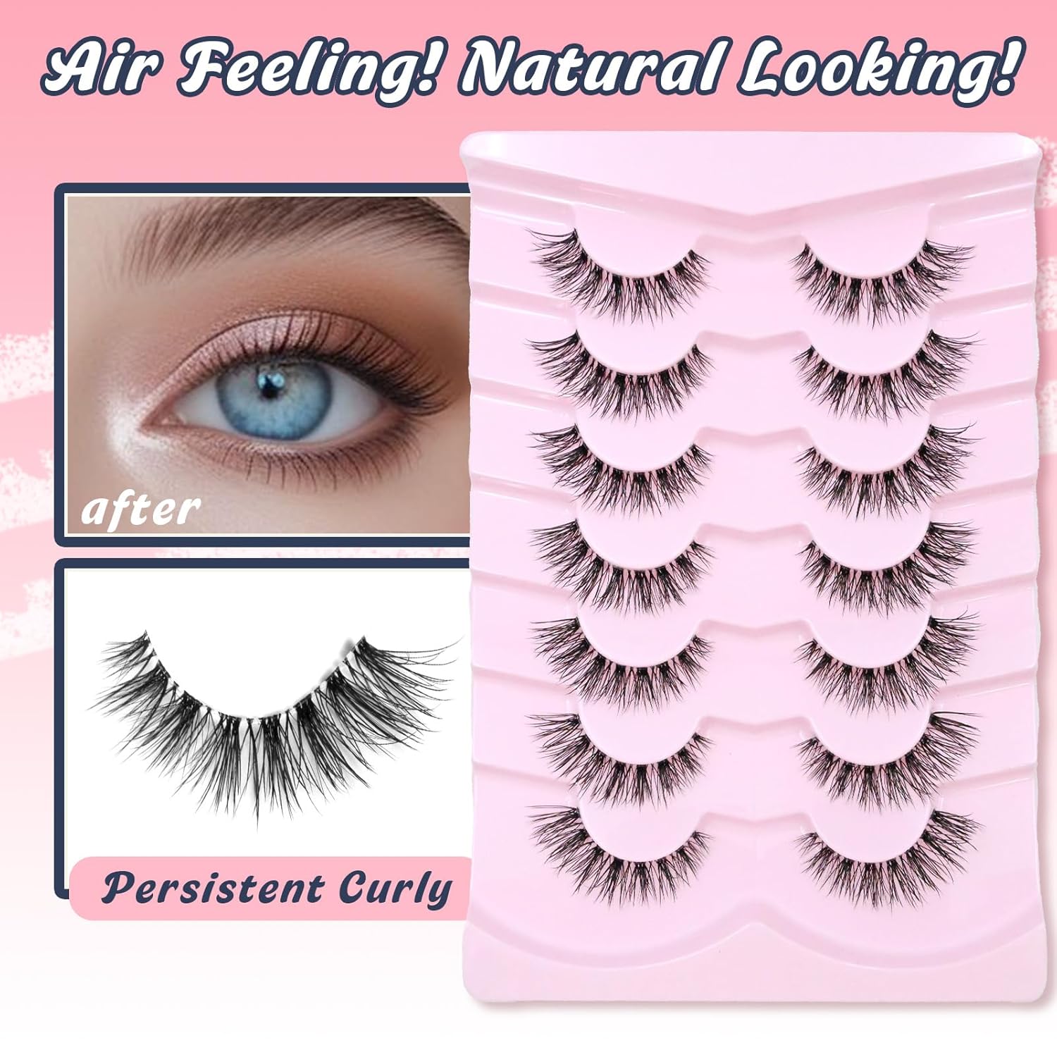 Eyelahses Wispy Lashes Cat Eye 10MM Short Lashes C Curl Soft Lash Strips Siligli-FemmiqueWomen