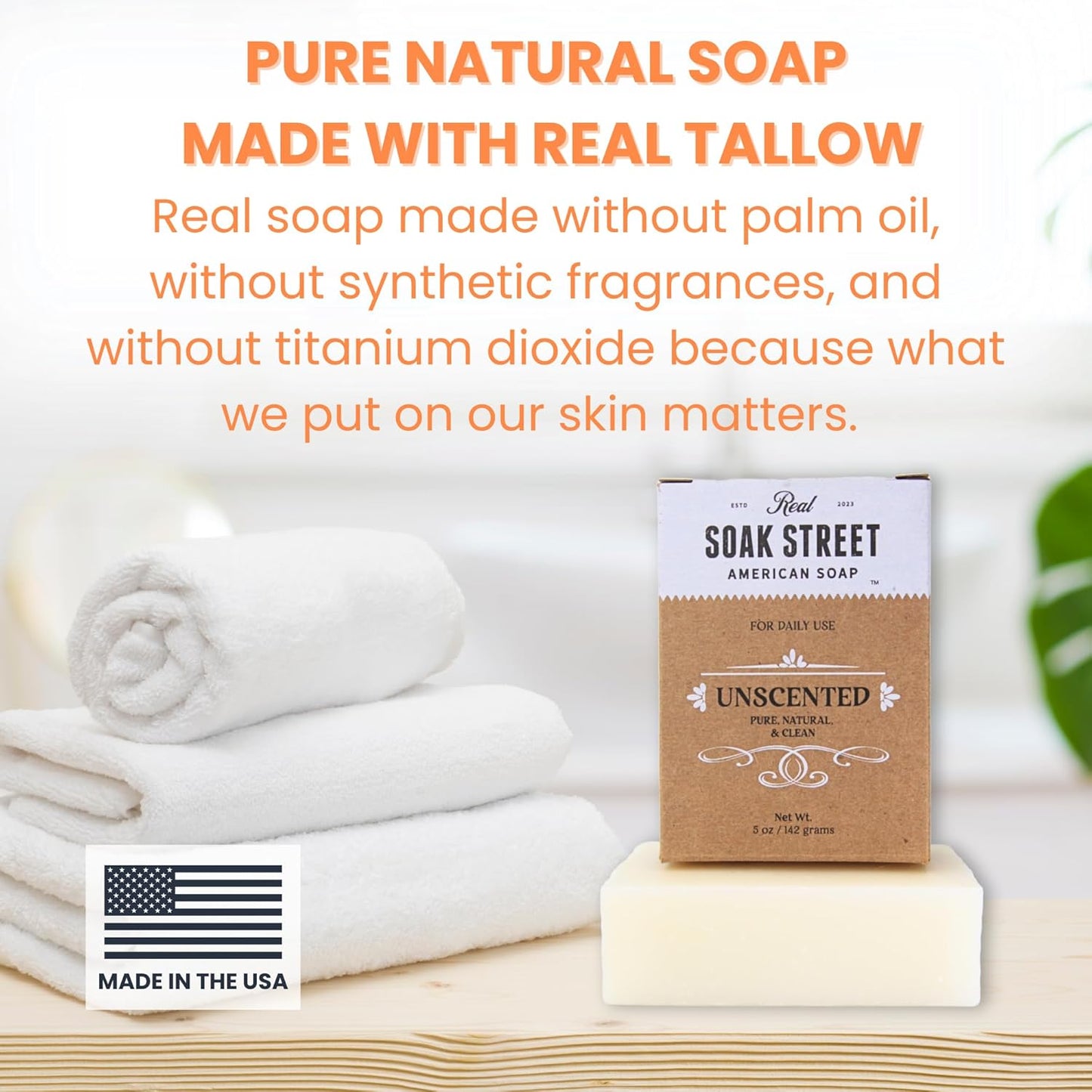 Real American Soap (Variety Bundle, 3 Pack) – Natural Bar Soap Made with Grass-Fed Tallow, Conditioning Lard, & Pure Coconut Oil – Unscented, Charcoal & Tea Tree Oil, & Lavender Goat Milk-FemmiqueWomen
